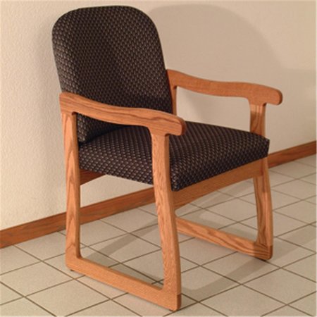 WOODEN MALLET Prairie Guest Chair in Medium Oak - Arch Slate DW7-1MOAS